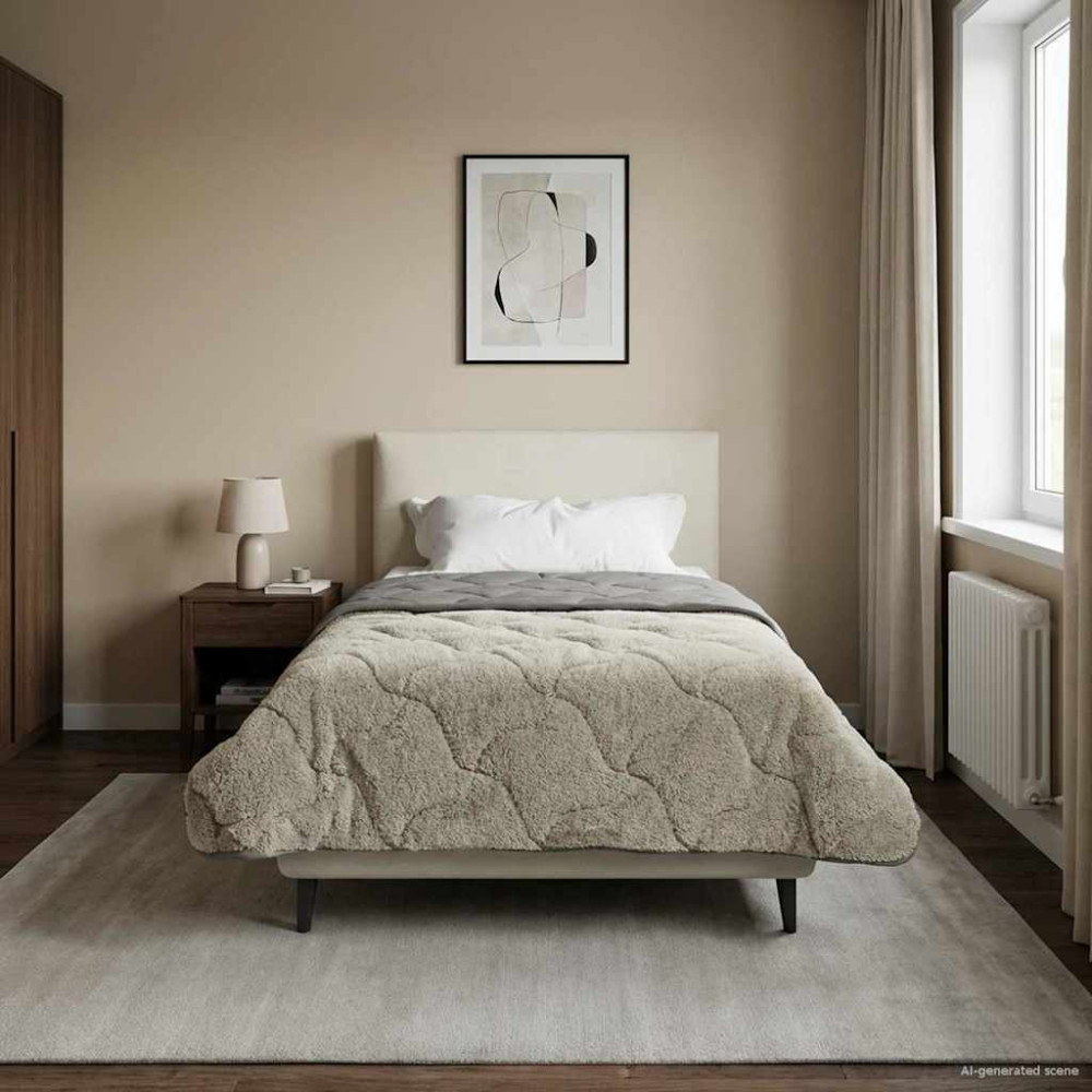 Produktbild för Sommar Duvet Ljusgrå 155 x 220 cm Mikrofiber och Teddyfleece