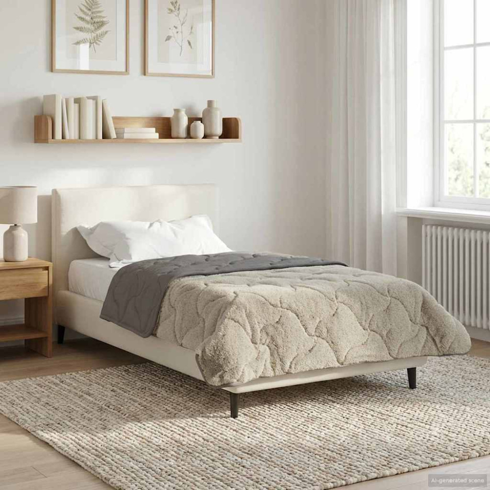 Produktbild för Sommar Duvet Ljusgrå 155 x 220 cm Mikrofiber och Teddyfleece