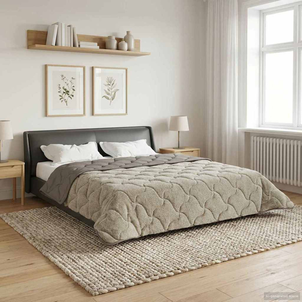 Produktbild för Sommar Duvet Ljusgrå 200 x 220 cm Mikrofiber och Teddyfleece