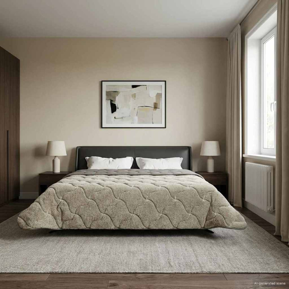 Produktbild för Sommar Duvet Ljusgrå 220 x 240 cm Mikrofiber och Teddyfleece