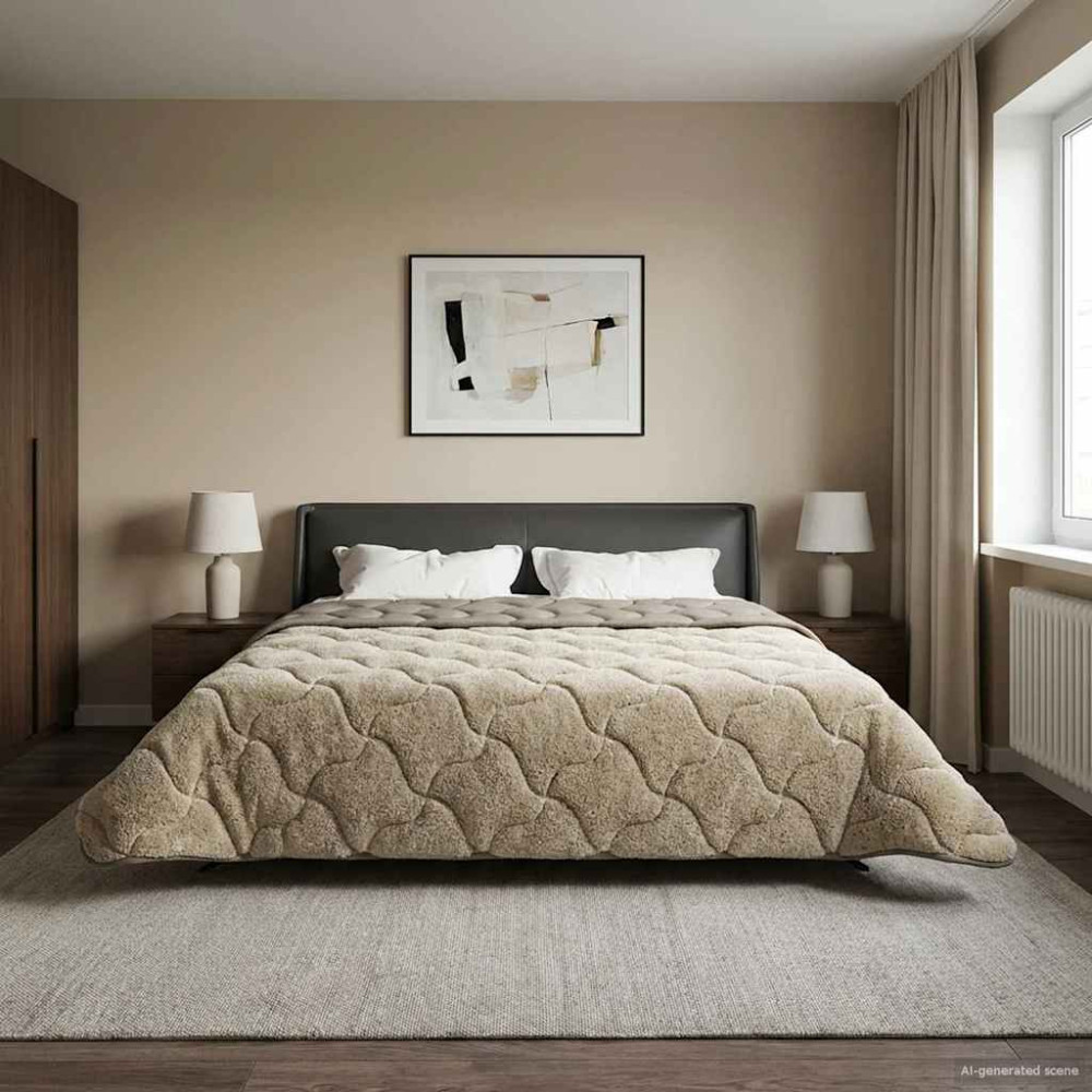 Produktbild för Sommar Duvet Ljusgrå 220 x 260 cm Mikrofiber och Teddyfleece