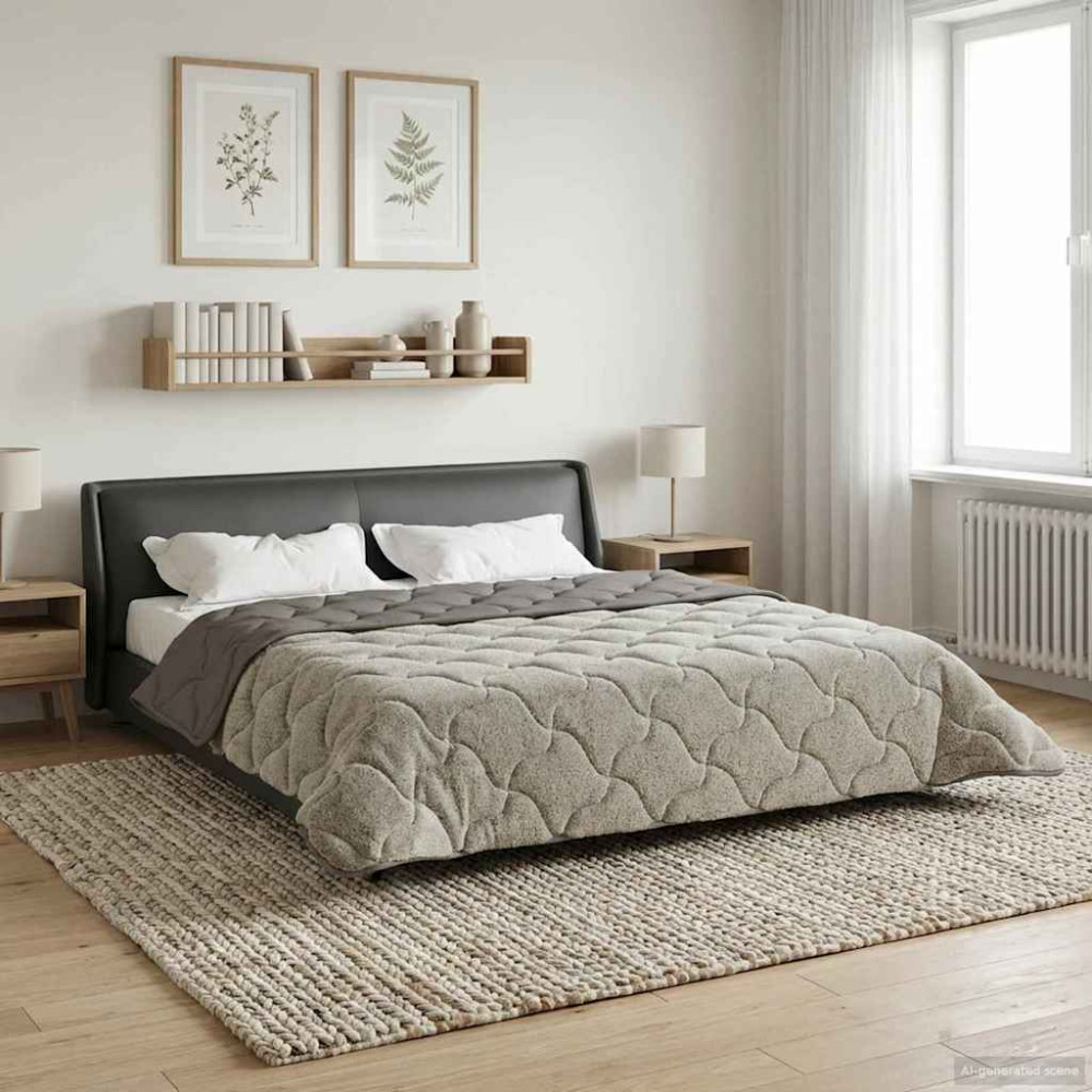 Produktbild för Sommar Duvet Ljusgrå 220 x 260 cm Mikrofiber och Teddyfleece