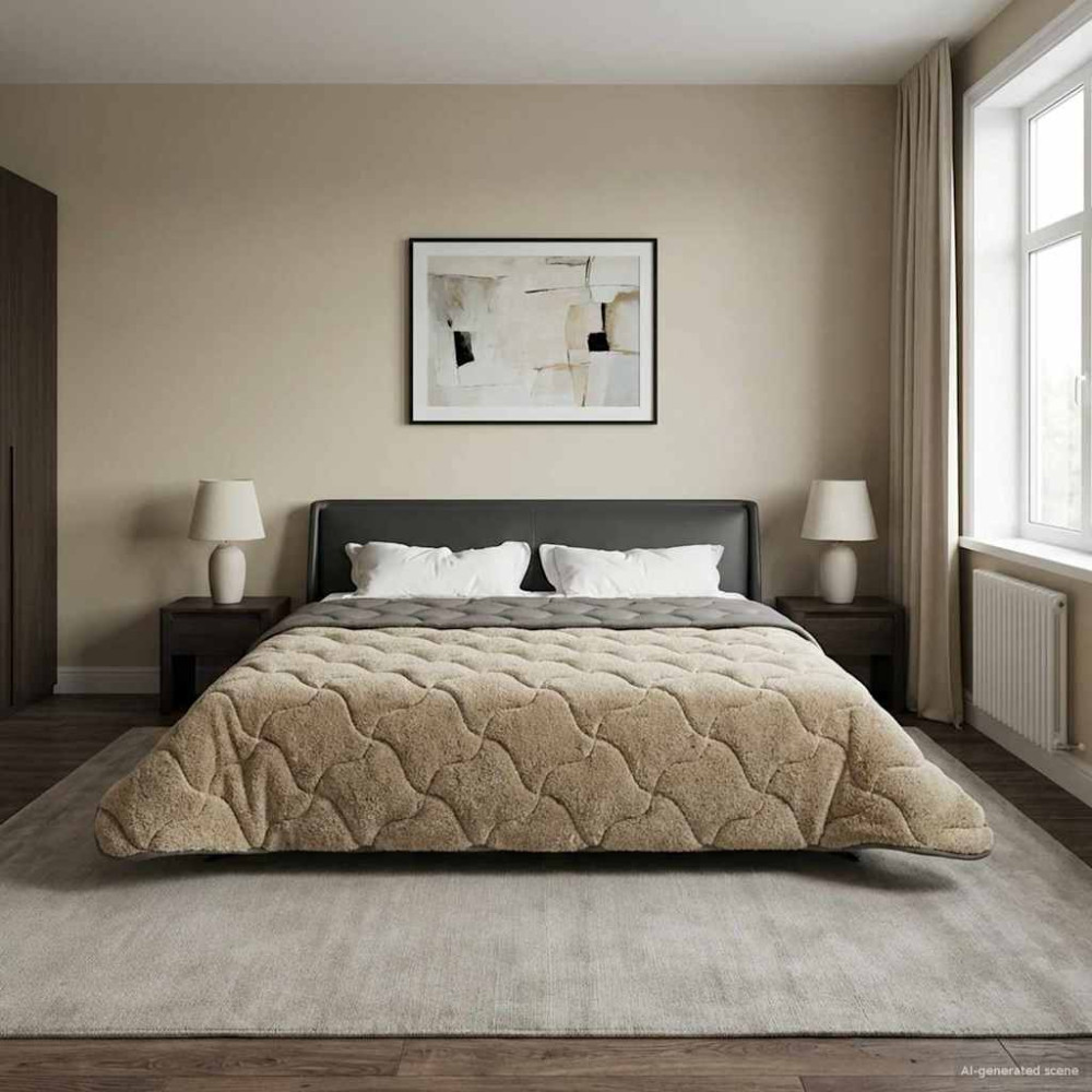 Produktbild för Sommar Duvet Ljusgrå 240 x 260 cm Mikrofiber och Teddyfleece