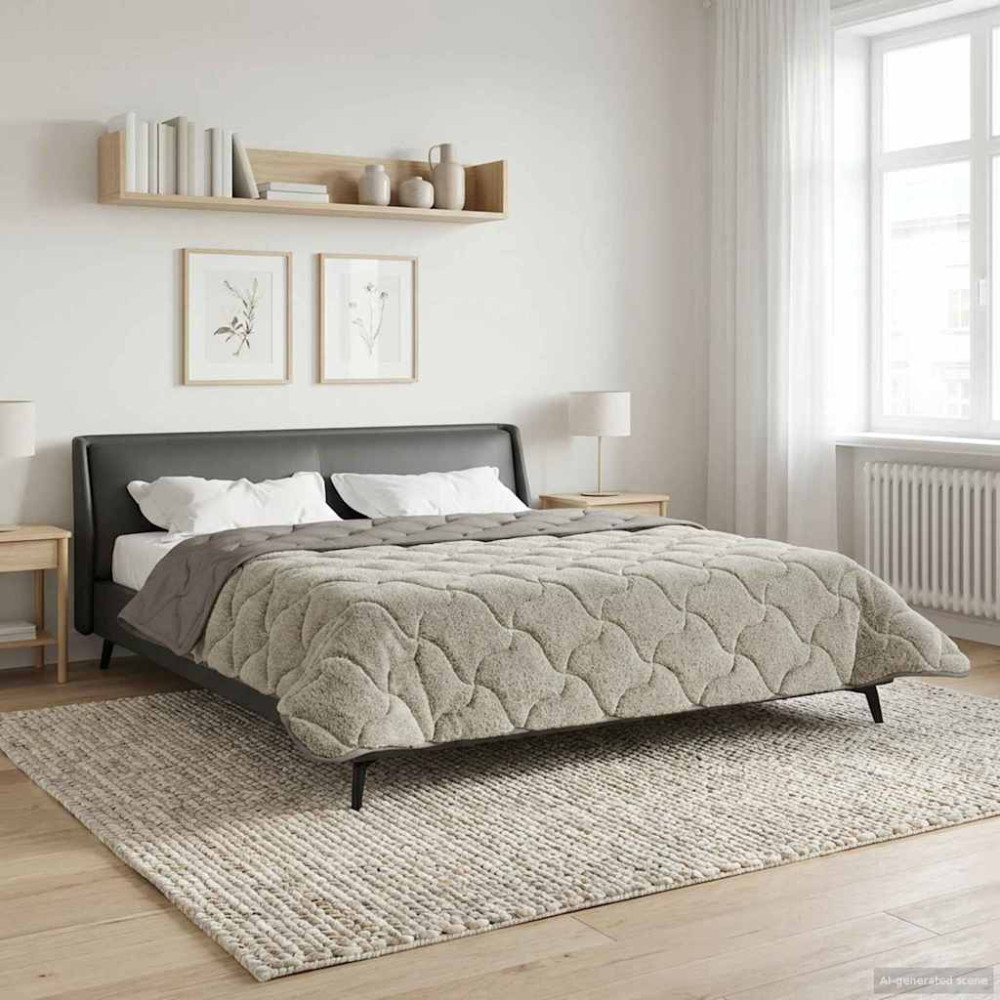 Produktbild för Sommar Duvet Ljusgrå 240 x 260 cm Mikrofiber och Teddyfleece