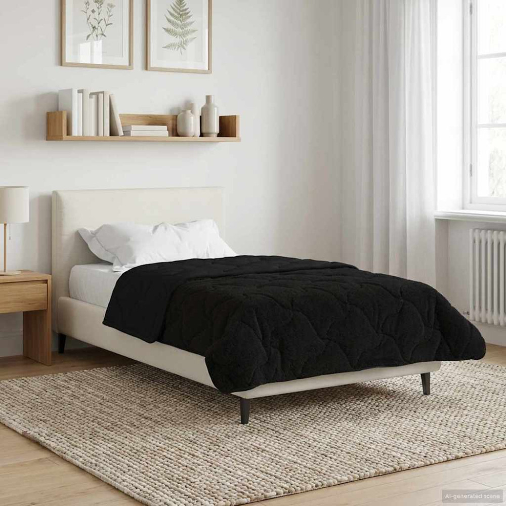 Produktbild för Sommar Duvet Svart 135 x 200 cm Mikrofiber och Teddyfleece