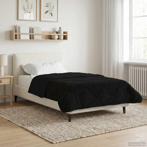 vidaXL Sommar Duvet Svart 155 x 200 cm Mikrofiber och Teddyfleece