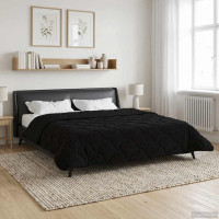 Produktbild för Sommar Duvet Svart 200 x 200 cm Mikrofiber och Teddyfleece
