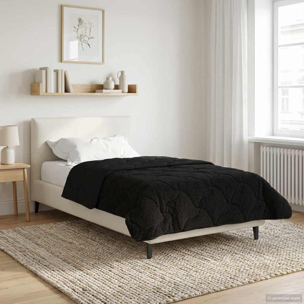 Produktbild för Sommar Duvet Svart 135 x 200 cm Mikrofiber och Teddyfleece