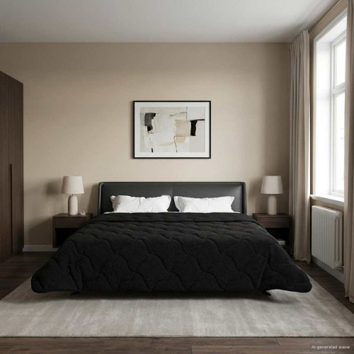 vidaXL Sommar Duvet Svart 220 x 260 cm Mikrofiber och Teddyfleece