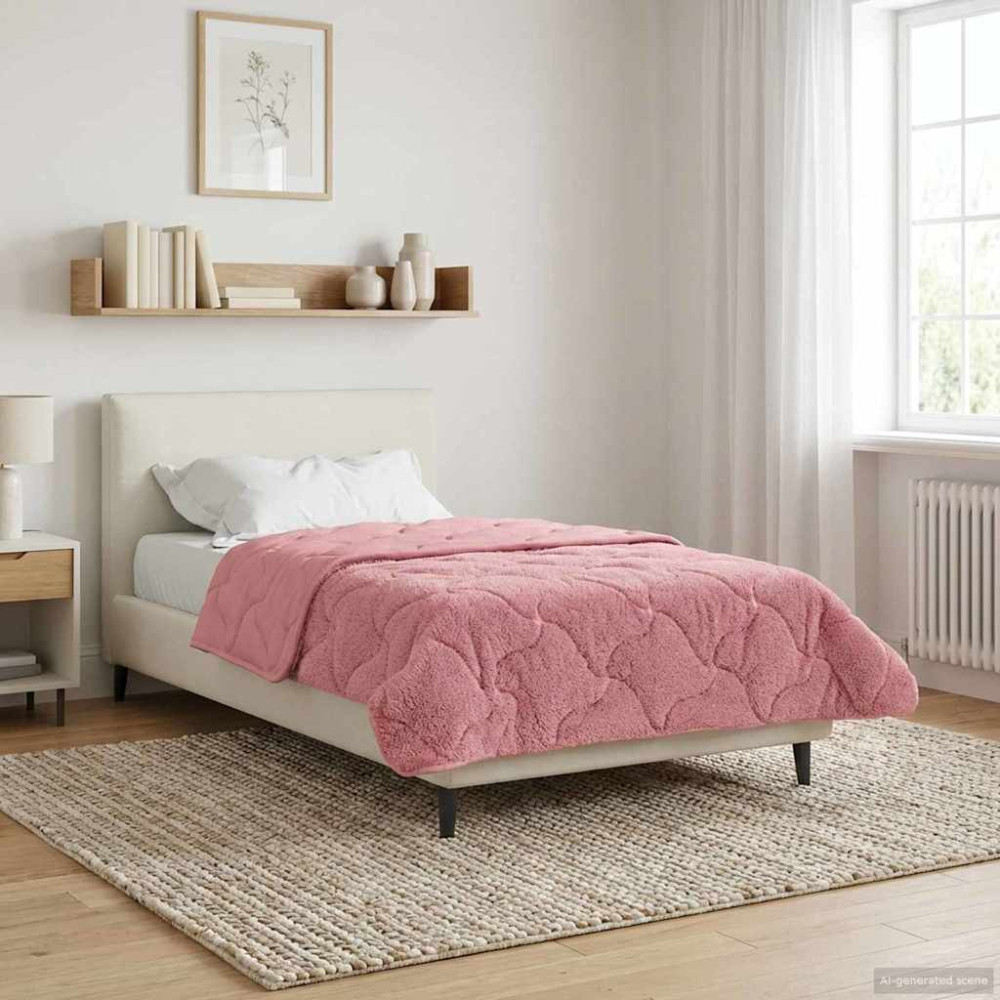 Produktbild för Sommar Duvet Rosa 140 x 220 cm Mikrofiber och Teddyfleece