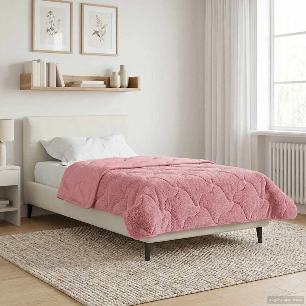 Produktbild för Sommar Duvet Rosa 155 x 200 cm Mikrofiber och Teddyfleece
