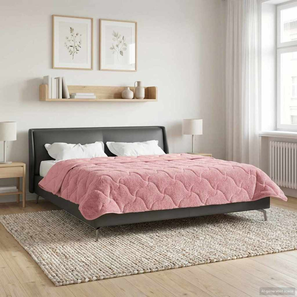 Produktbild för Sommar Duvet Rosa 200 x 200 cm Mikrofiber och Teddyfleece