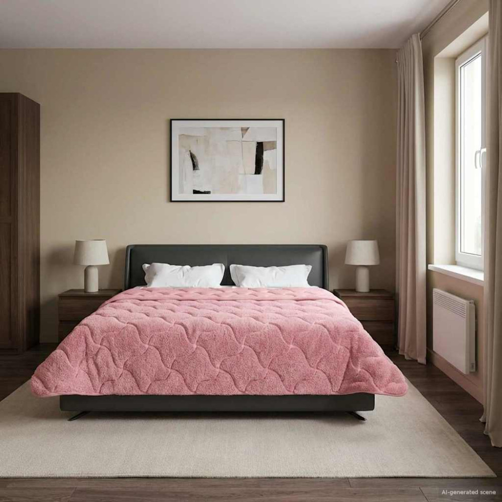 Produktbild för Sommar Duvet Rosa 200 x 200 cm Mikrofiber och Teddyfleece