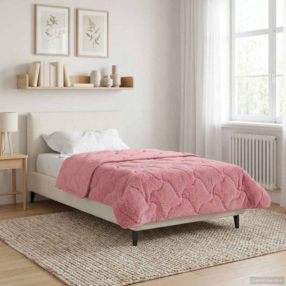 Produktbild för Sommar Duvet Rosa 135 x 200 cm Mikrofiber och Teddyfleece