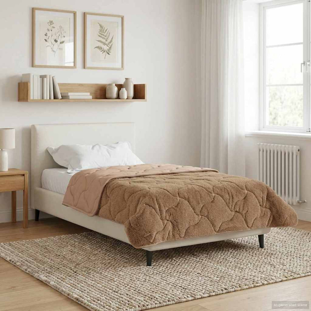 Produktbild för Sommar Duvet Taupe 135 x 200 cm Mikrofiber och Teddyfleece