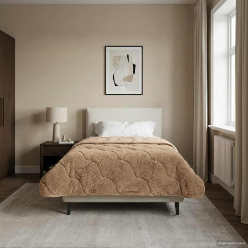 vidaXL Sommar Duvet Taupe 140 x 220 cm Mikrofiber och Teddyfleece