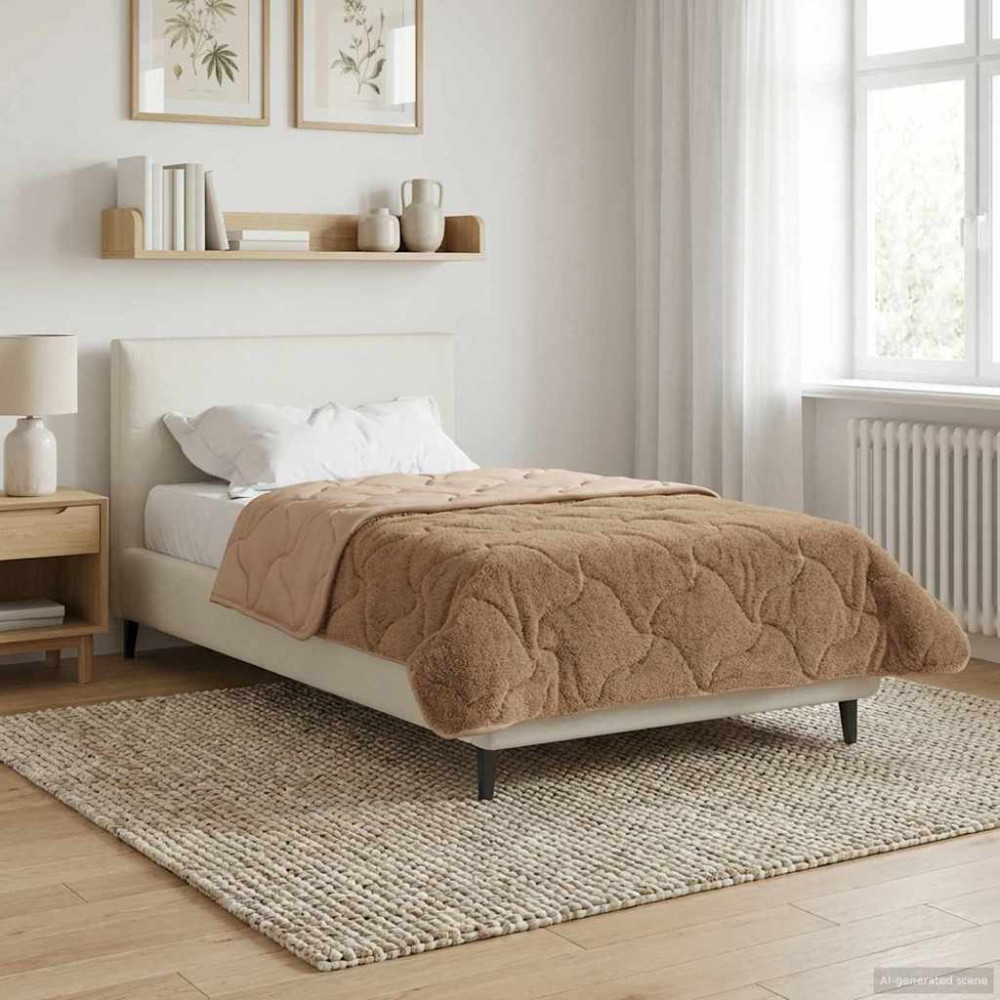 Produktbild för Sommar Duvet Taupe 140 x 220 cm Mikrofiber och Teddyfleece