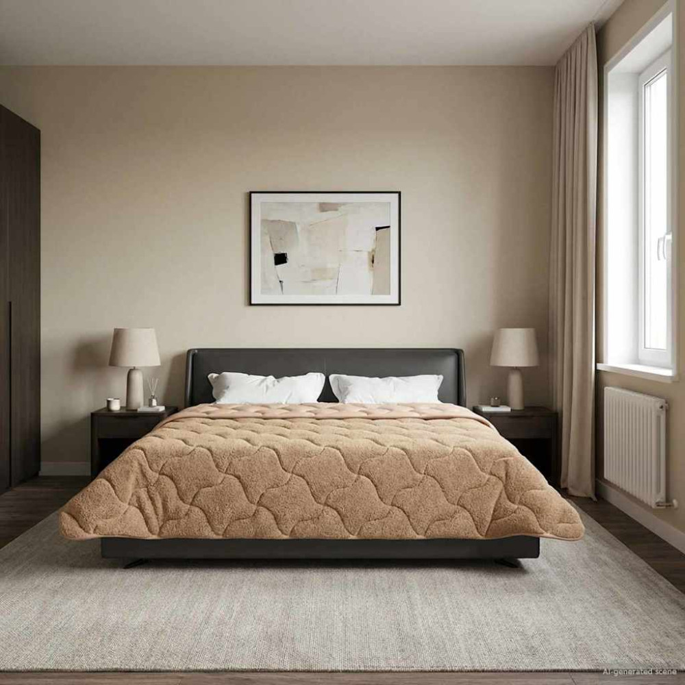 Produktbild för Sommar Duvet Taupe 200 x 200 cm Mikrofiber och Teddyfleece