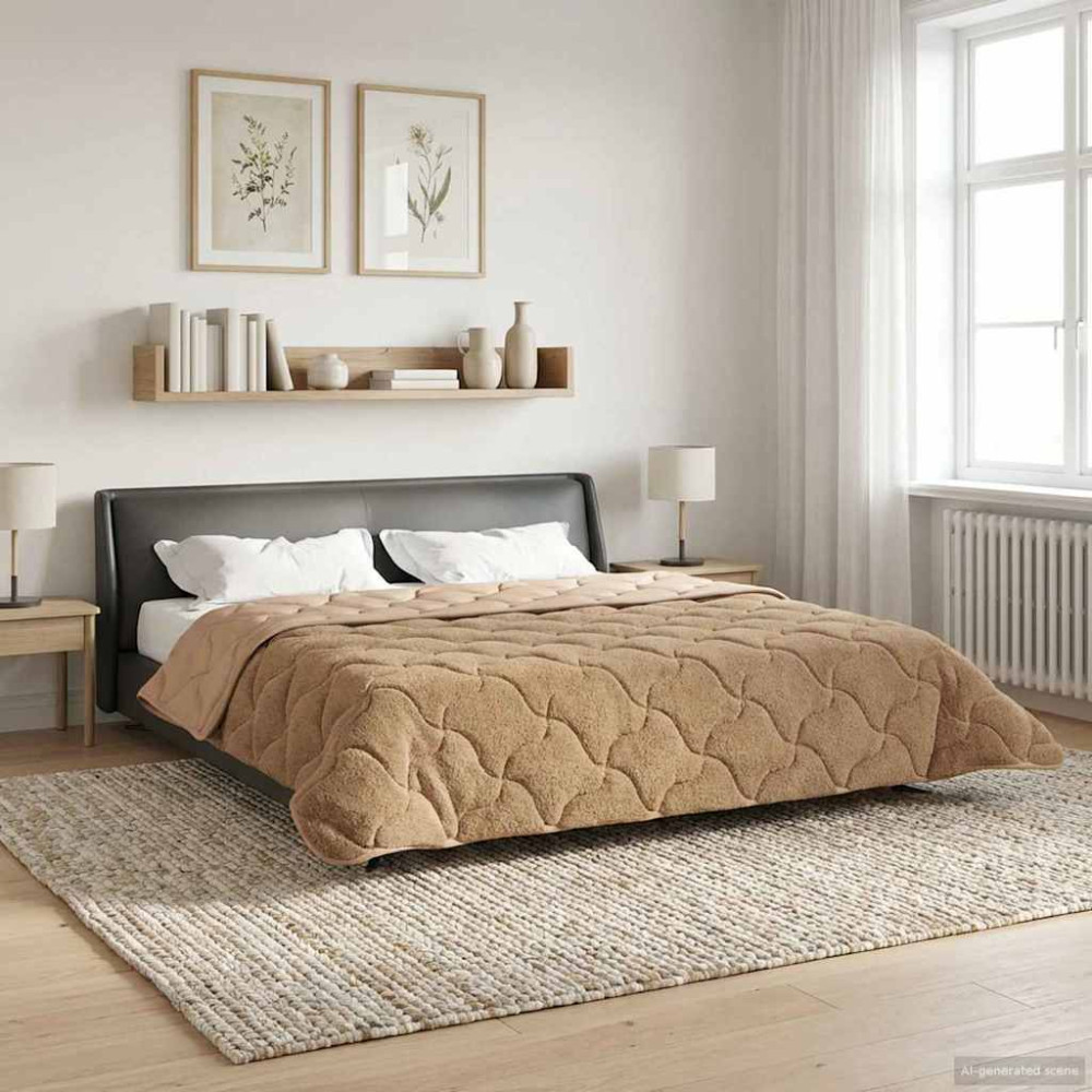 Produktbild för Sommar Duvet Taupe 200 x 240 cm Mikrofiber och Teddyfleece