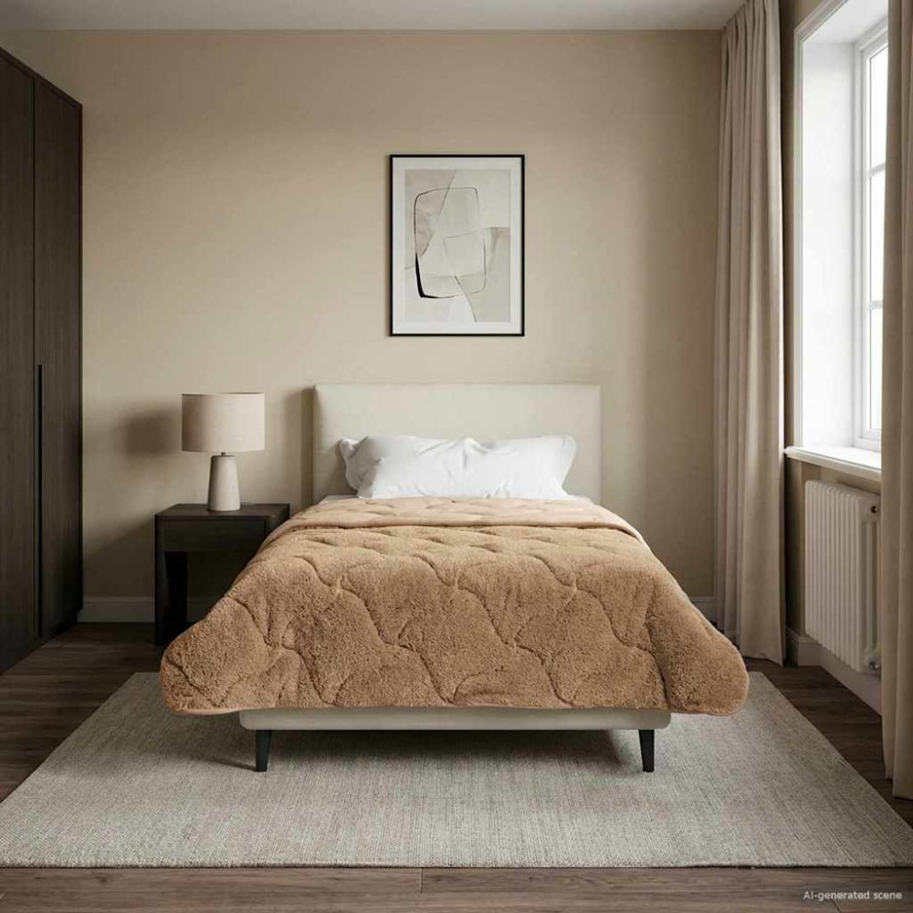 Produktbild för Sommar Duvet Taupe 140 x 220 cm Mikrofiber och Teddyfleece