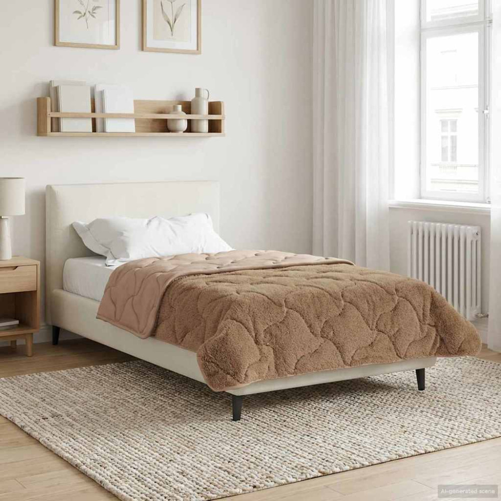 Produktbild för Sommar Duvet Taupe 140 x 220 cm Mikrofiber och Teddyfleece