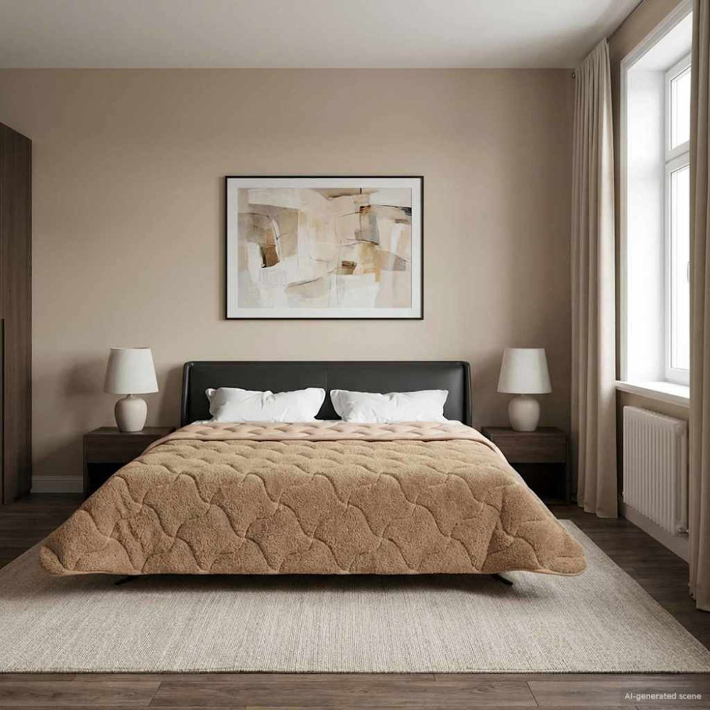 Produktbild för Sommar Duvet Taupe 220 x 240 cm Mikrofiber och Teddyfleece
