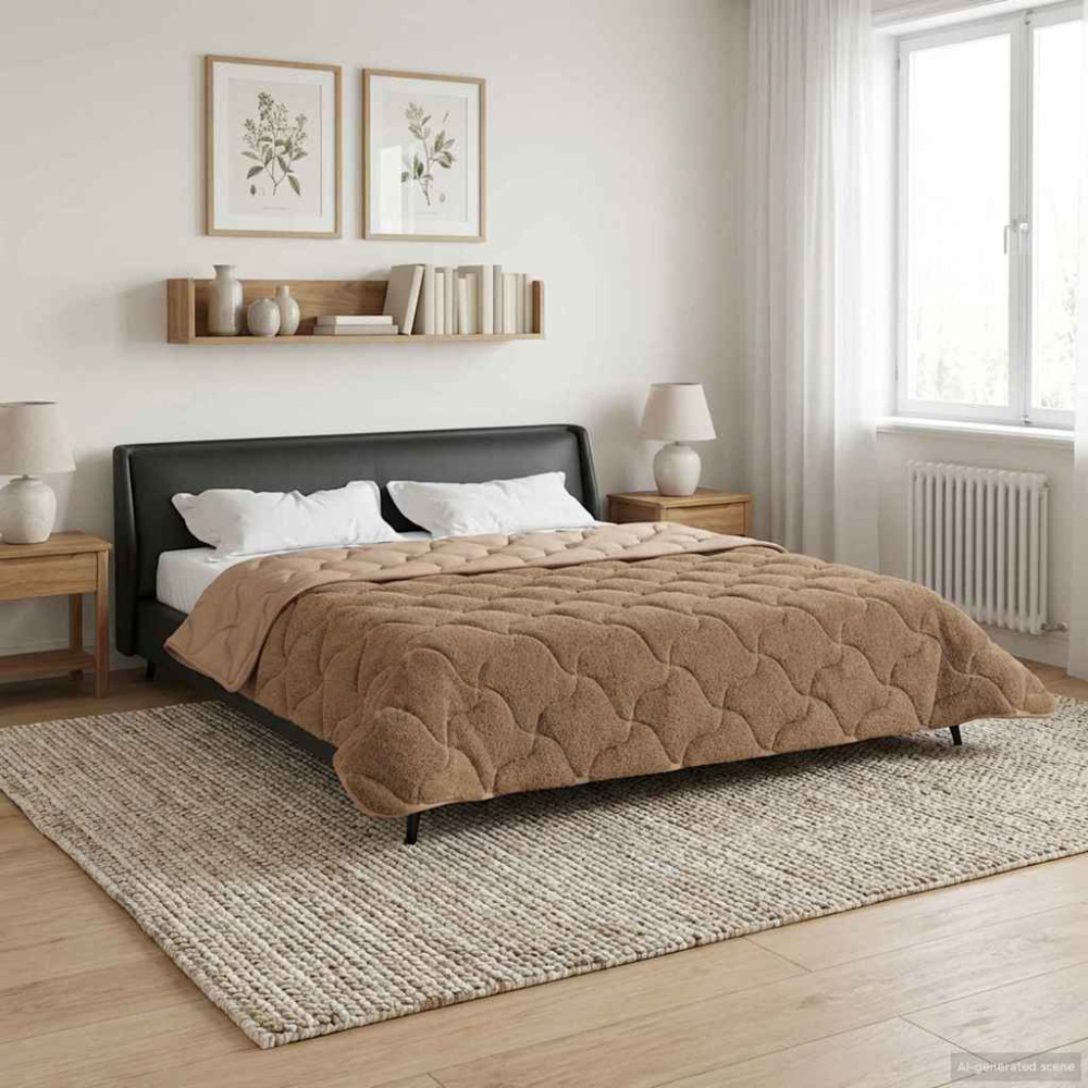 Produktbild för Sommar Duvet Taupe 220 x 240 cm Mikrofiber och Teddyfleece