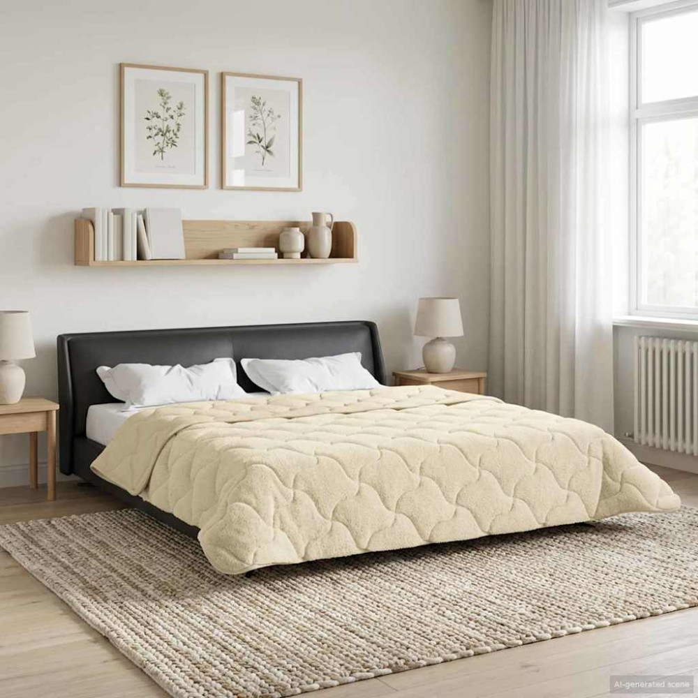 Produktbild för Sommar Duvet Kräm 200 x 200 cm Mikrofiber och Teddyfleece