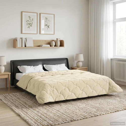 vidaXL Sommar Duvet Kräm 200 x 200 cm Mikrofiber och Teddyfleece