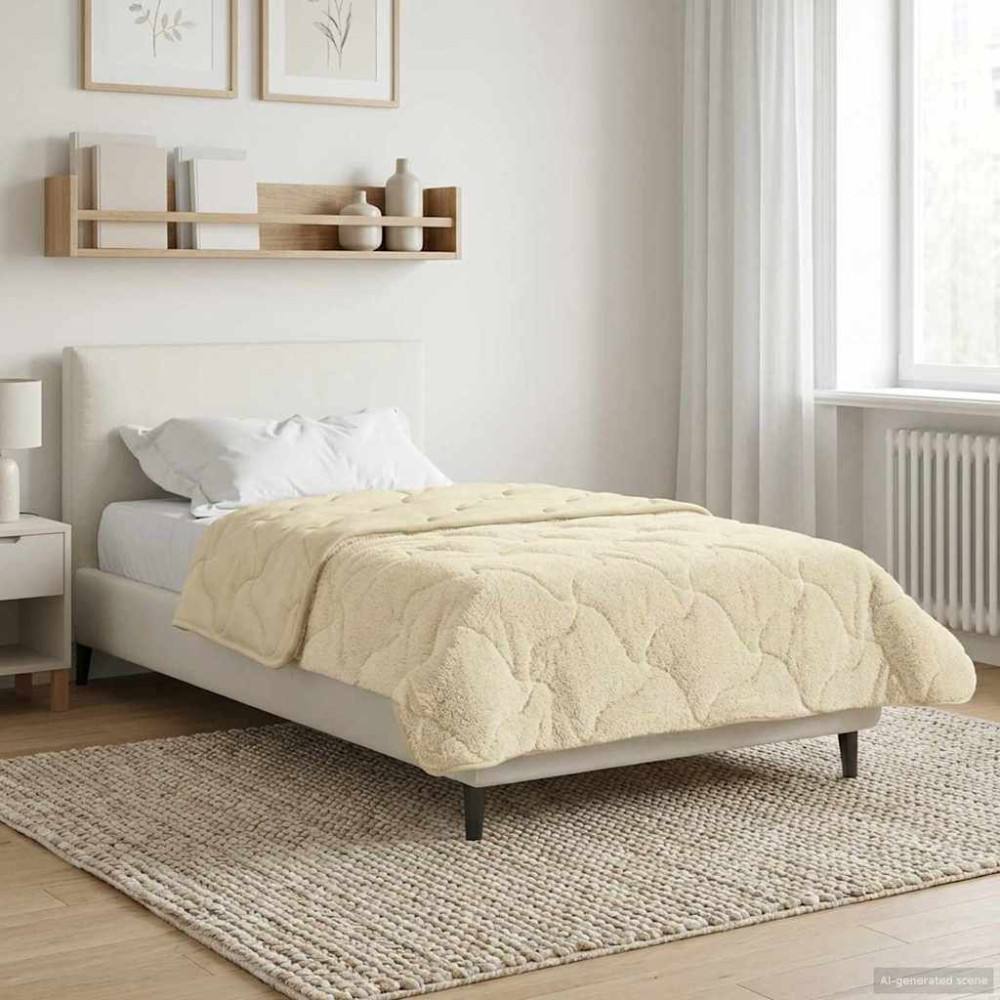 Produktbild för Sommar Duvet Kräm 155 x 220 cm Mikrofiber och Teddyfleece