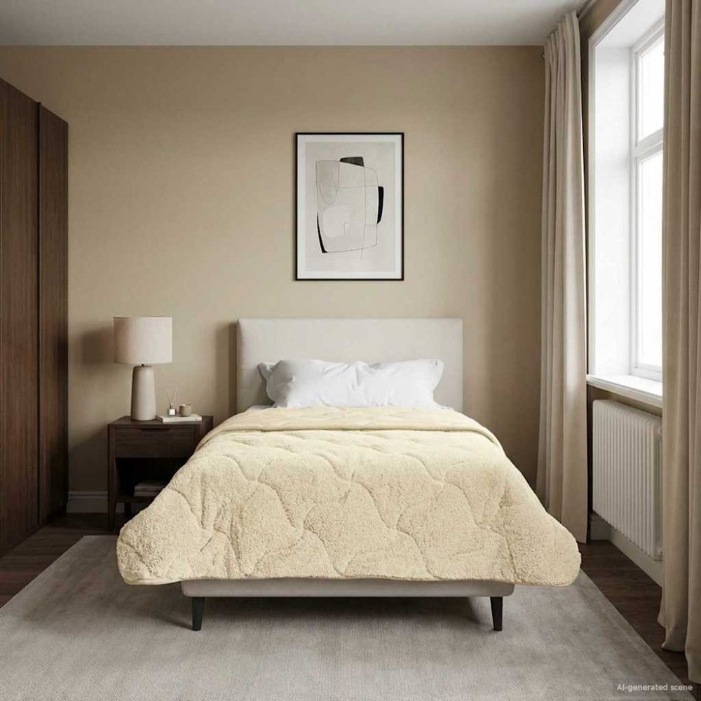 Produktbild för Sommar Duvet Kräm 155 x 220 cm Mikrofiber och Teddyfleece