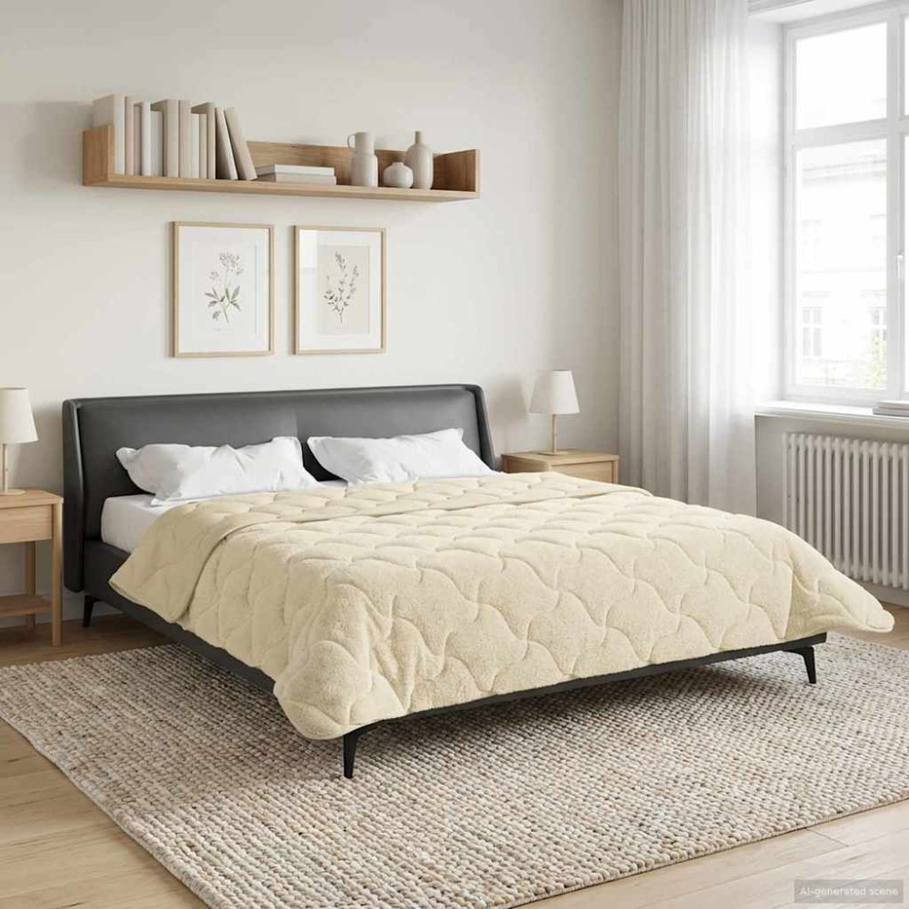 Produktbild för Sommar Duvet Kräm 220 x 260 cm Mikrofiber och Teddyfleece