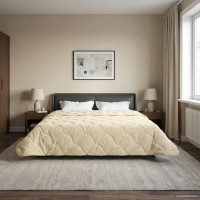 Produktbild för Sommar Duvet Kräm 220 x 260 cm Mikrofiber och Teddyfleece