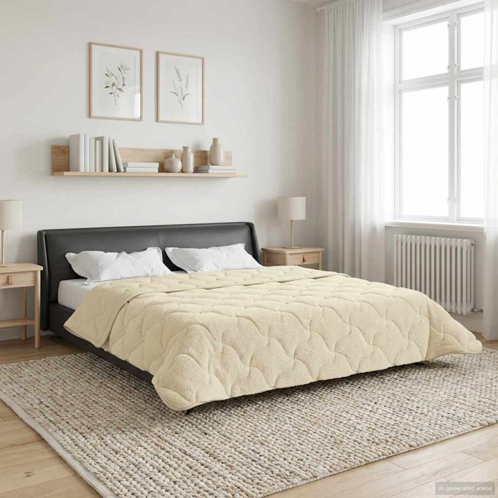 Produktbild för Sommar Duvet Kräm 240 x 260 cm Mikrofiber och Teddyfleece