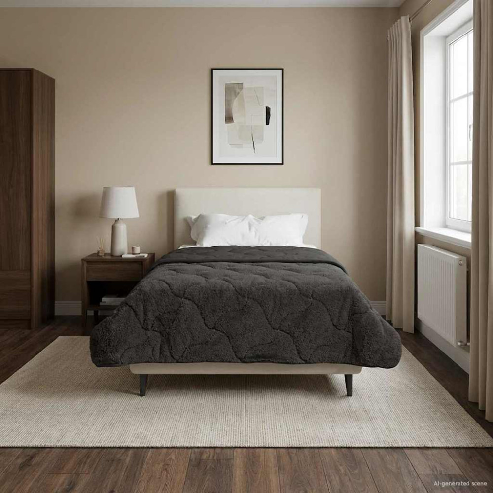 Produktbild för Full Års-Duvet Quiltad Antracit 135 x 200 cm