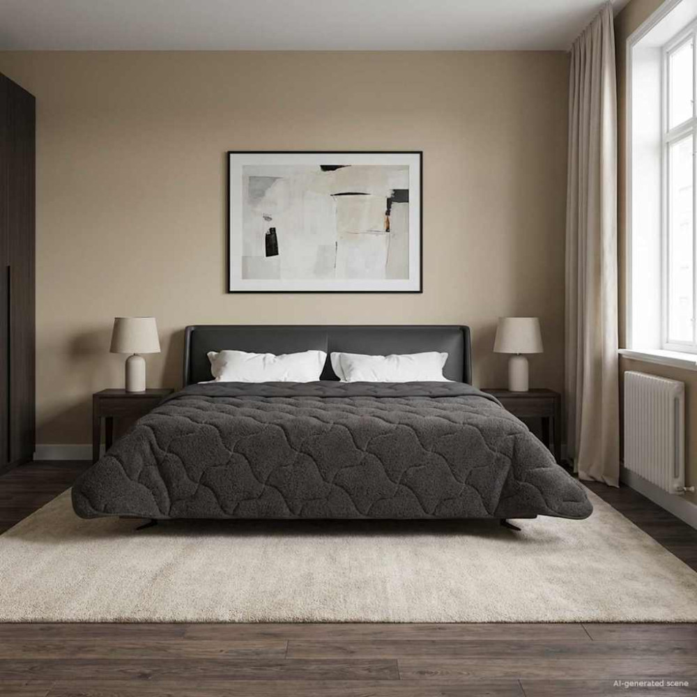 Produktbild för Full Års-Duvet Quiltad Antracit 200 x 240 cm