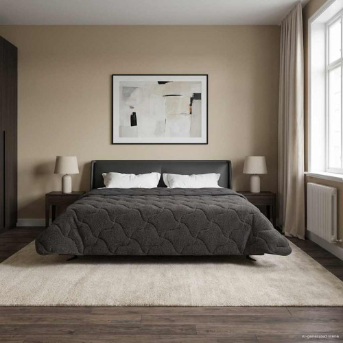 vidaXL Full Års-Duvet Quiltad Antracit 200 x 240 cm