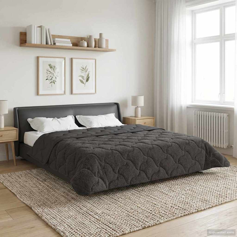 Produktbild för Full Års-Duvet Quiltad Antracit 200 x 240 cm