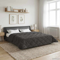 Produktbild för Full Års-Duvet Quiltad Antracit 200 x 240 cm