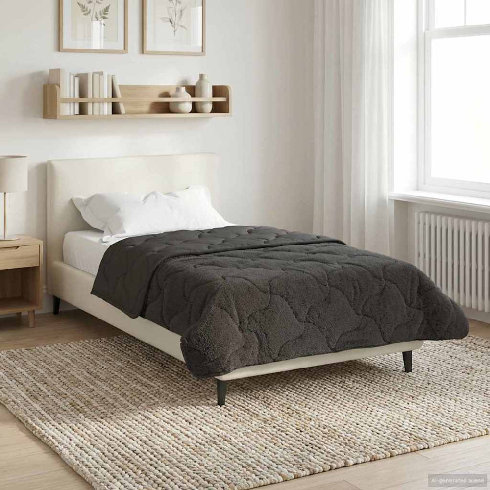 Produktbild för Full Års-Duvet Quiltad Antracit 135 x 200 cm