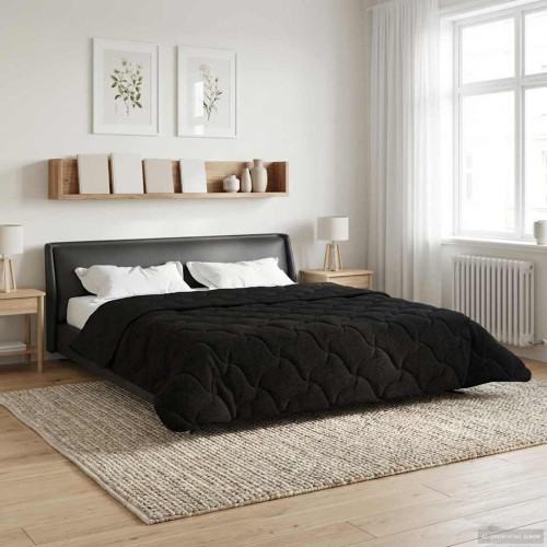 vidaXL Full Års-Duvet Svart 220 x 260 cm Mikrofiber och Teddyfleece