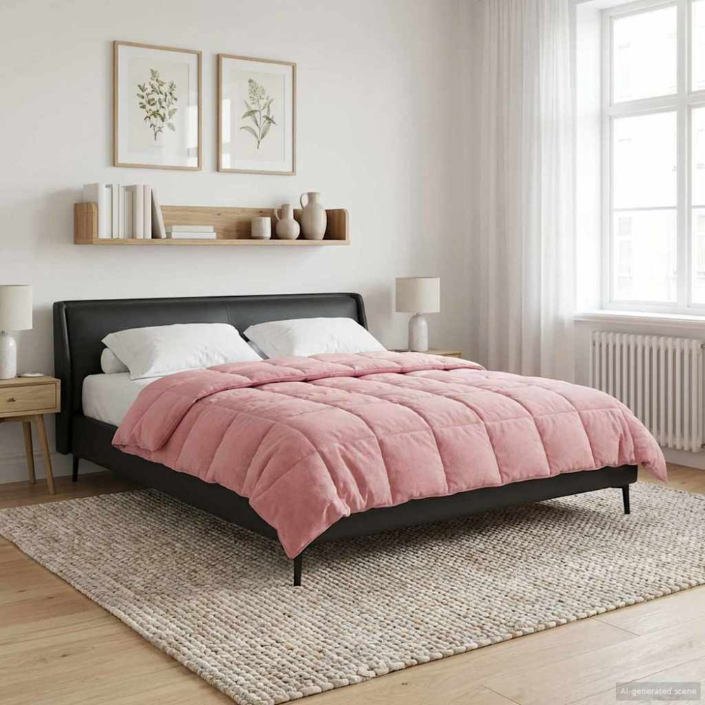 Produktbild för Full Års-Duvet Rosa 200 x 200 cm Mikrofiber och Teddyfleece