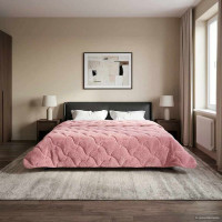 Produktbild för Full Års-Duvet Rosa 220 x 240 cm Mikrofiber och Teddyfleece
