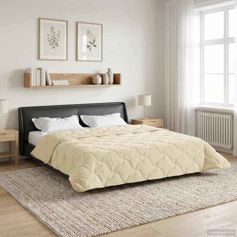 Produktbild för Full Års-Duvet Kräm 200 x 240 cm Mikrofiber och Teddyfleece