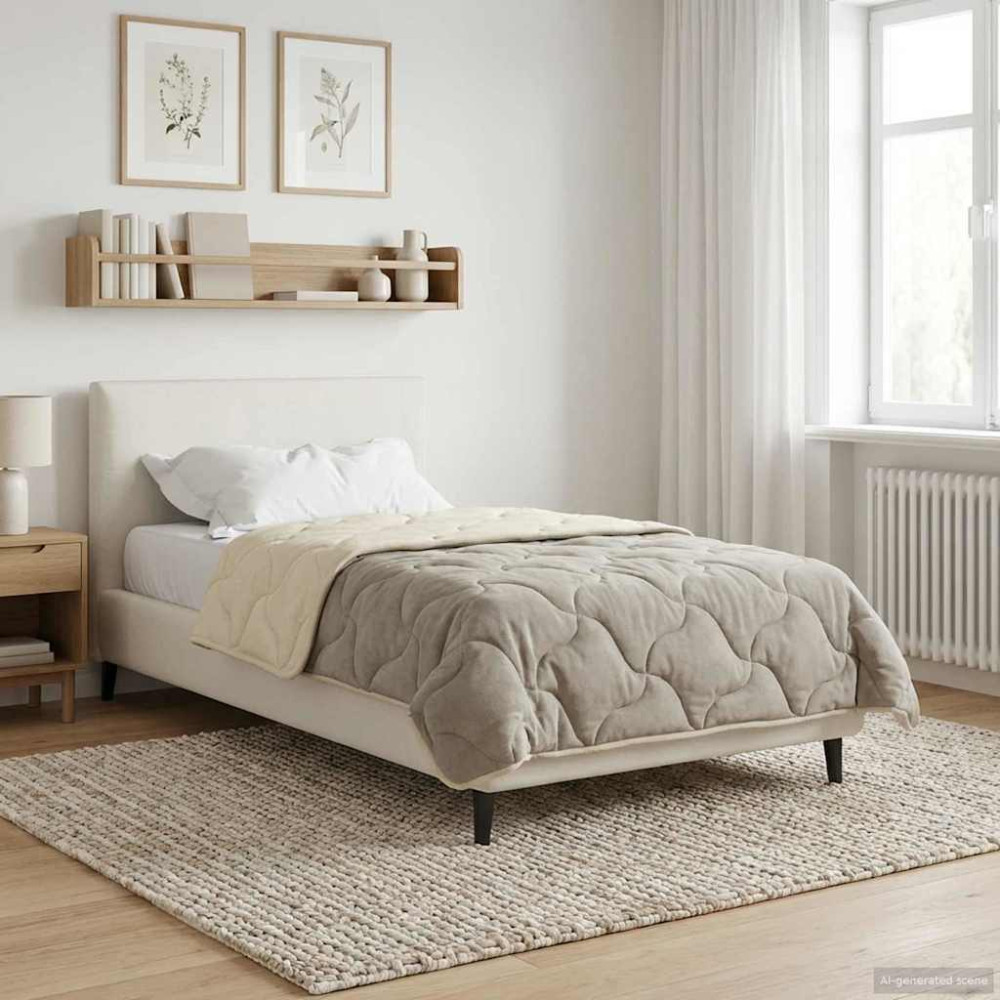 Produktbild för Full Års-Duvet Kräm 155 x 220 cm Mikrofiber och Teddyfleece