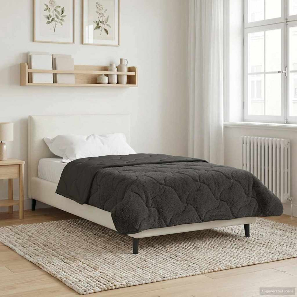 Produktbild för Vinter Täcke Antracit 140 x 220 cm Mikrofiber och Teddyfleece