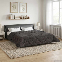 Produktbild för Vinter Täcke Antracit 240 x 260 cm Mikrofiber och Teddyfleece