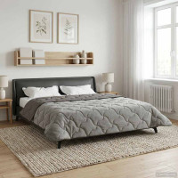 Produktbild för Vinter Täcke Ljusgrå 200 x 240 cm Mikrofiber och Teddyfleece