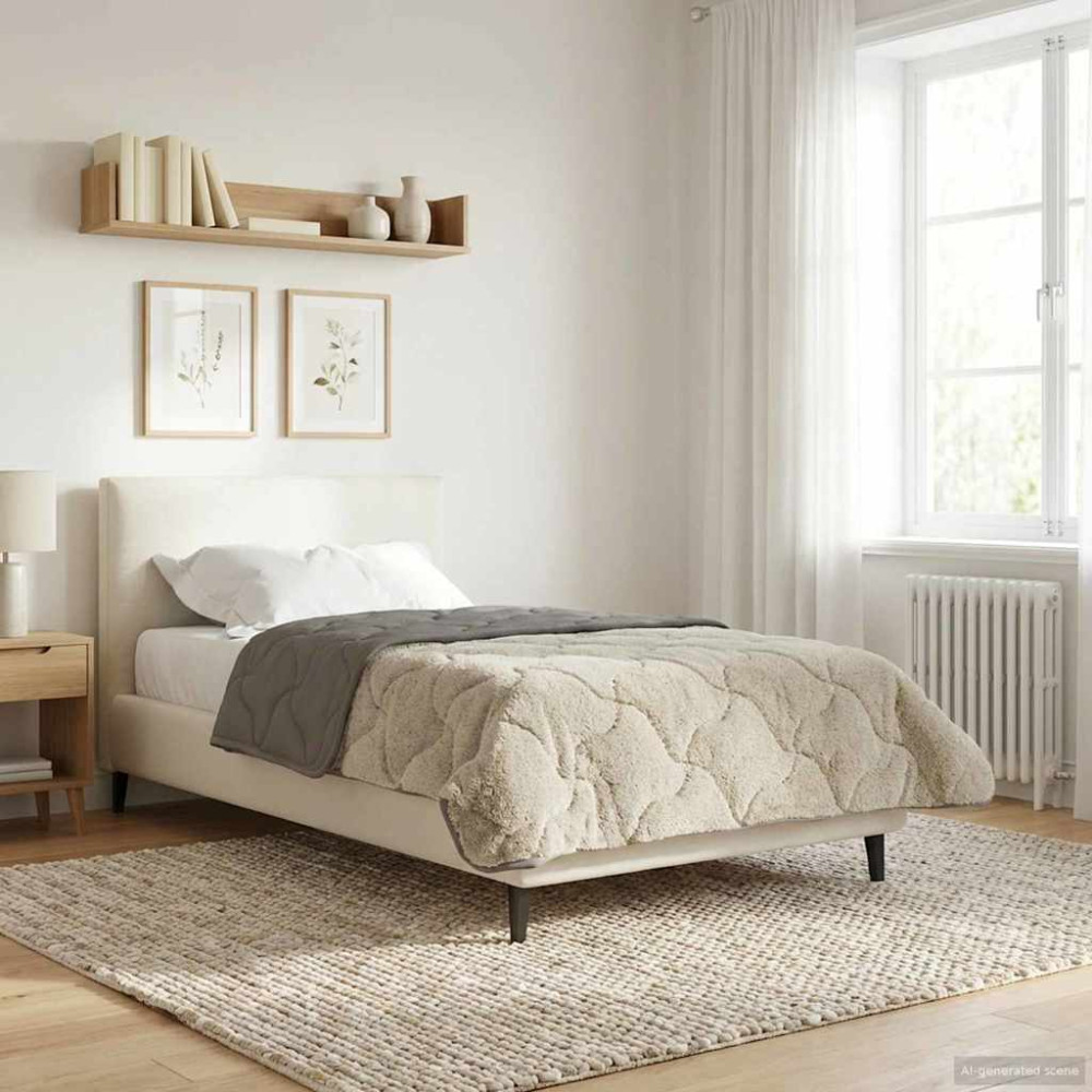 Produktbild för Vinter Täcke Ljusgrå 135 x 200 cm Mikrofiber och Teddyfleece
