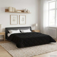 Produktbild för Vinter Täcke Svart 200 x 200 cm Mikrofiber och Teddyfleece